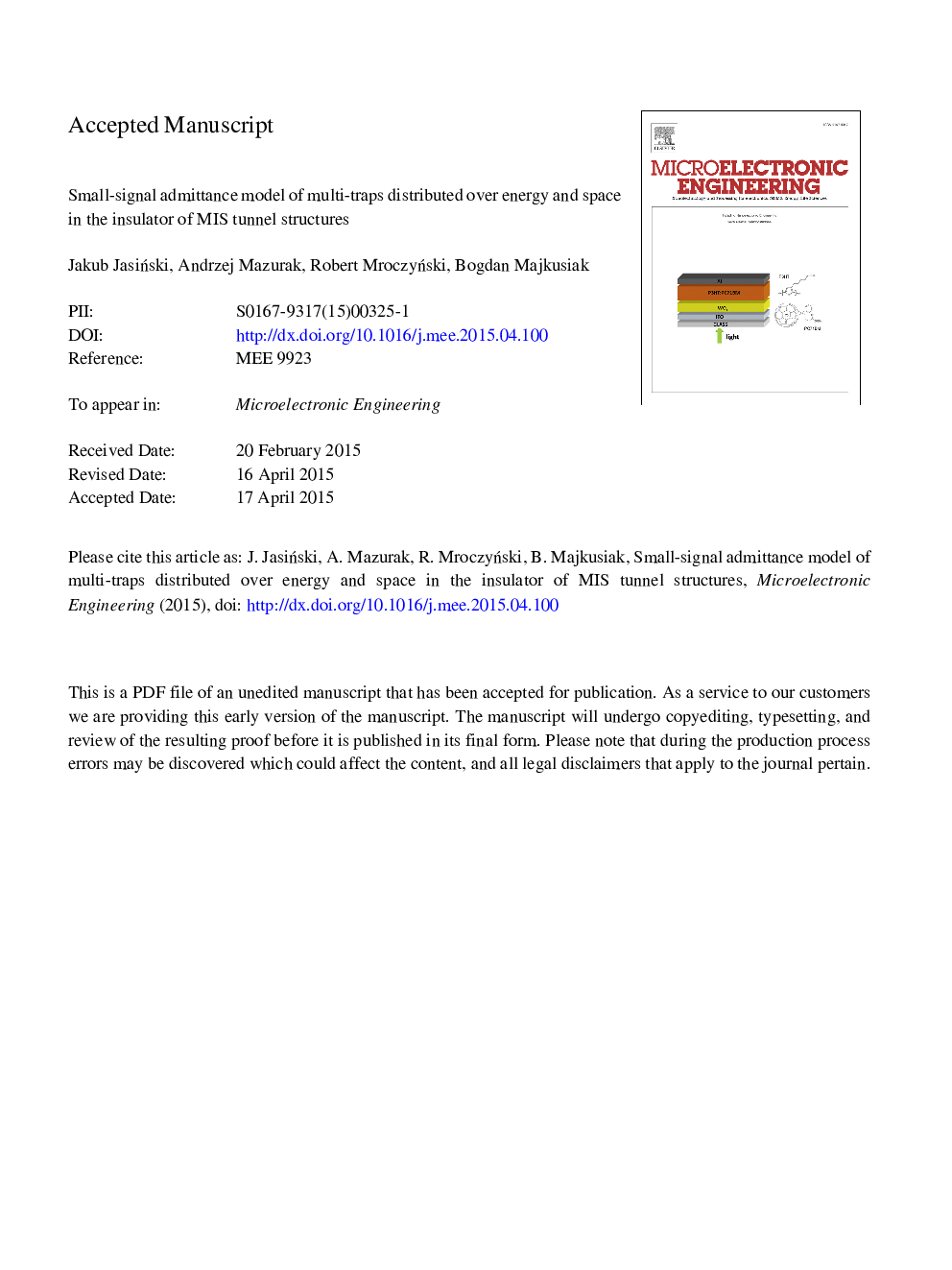 Small-signal admittance model of multi-traps distributed over energy and space in the insulator of MIS tunnel structures