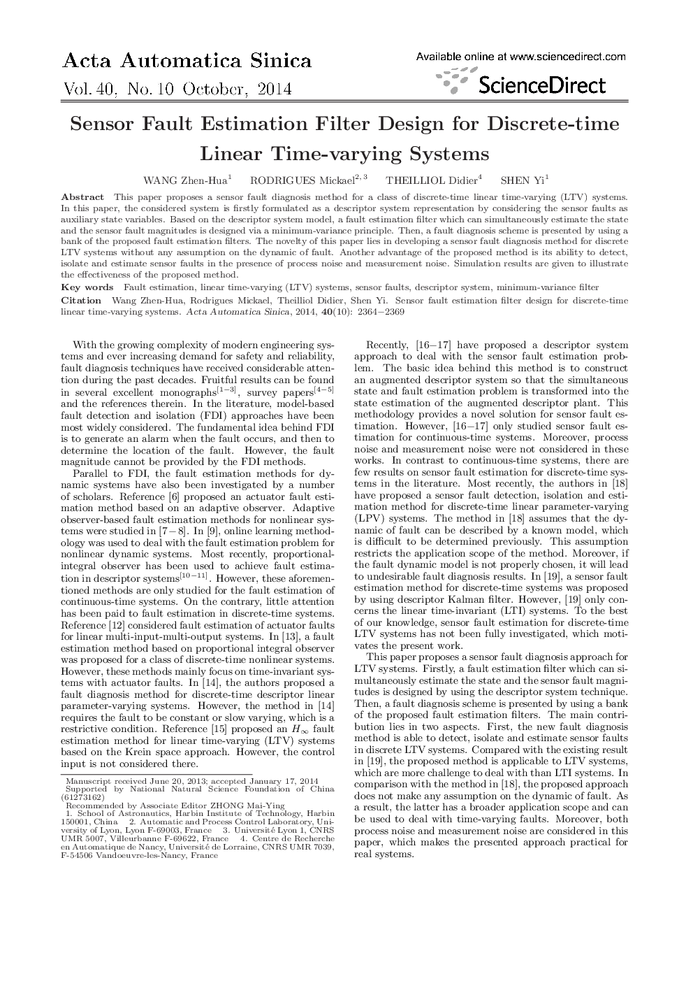 Sensor Fault Estimation Filter Design for Discrete-time Linear Time-varying Systems 