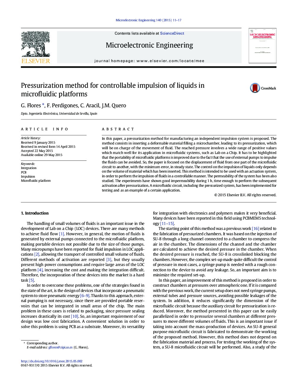 Pressurization method for controllable impulsion of liquids in microfluidic platforms