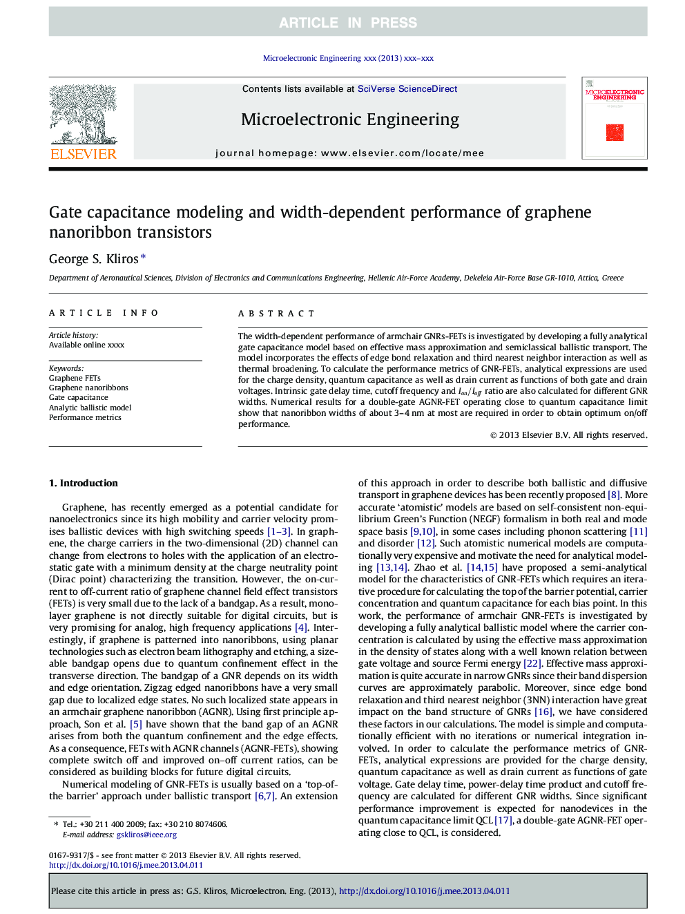 Gate capacitance modeling and width-dependent performance of graphene nanoribbon transistors