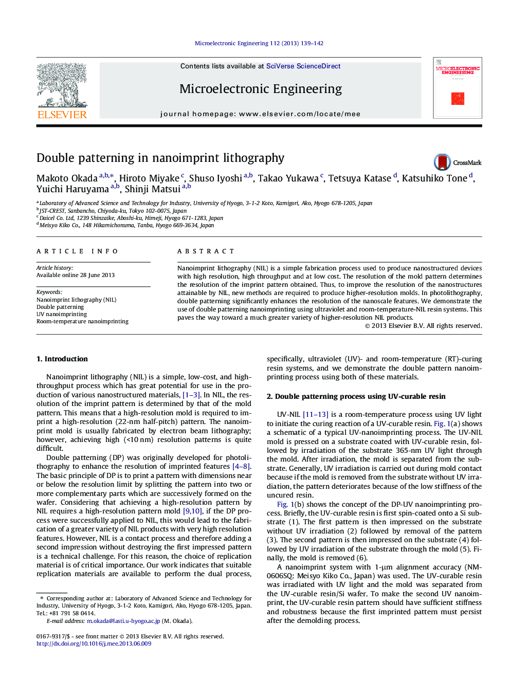 Double patterning in nanoimprint lithography