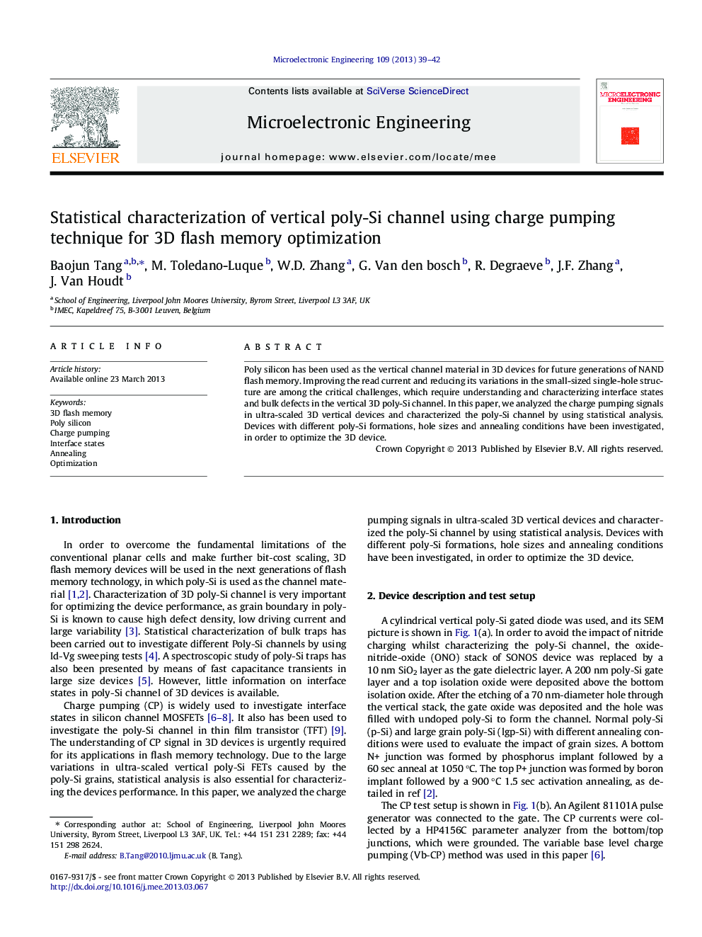 Statistical characterization of vertical poly-Si channel using charge pumping technique for 3D flash memory optimization