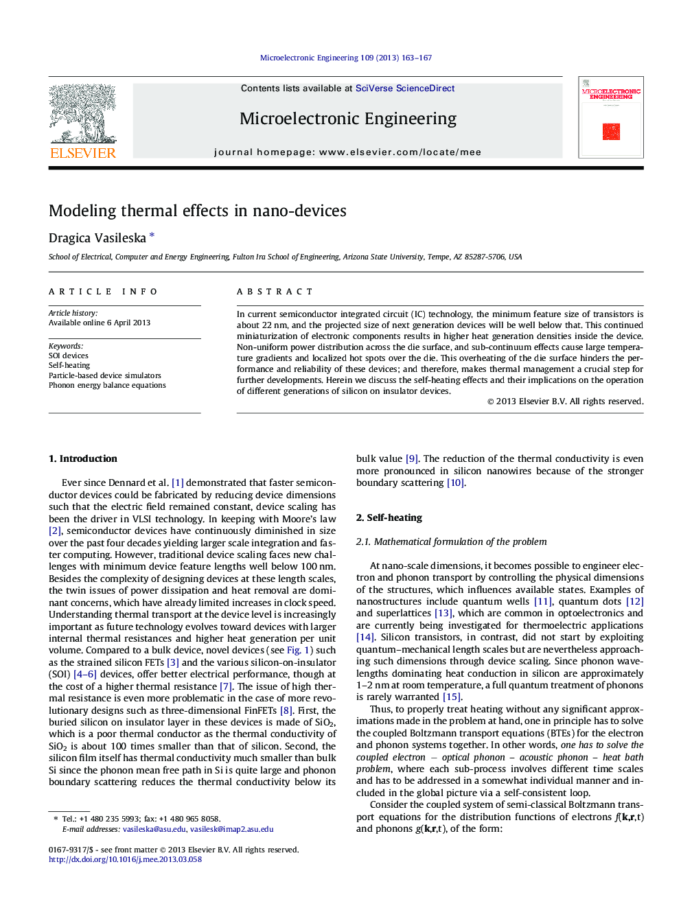 Modeling thermal effects in nano-devices