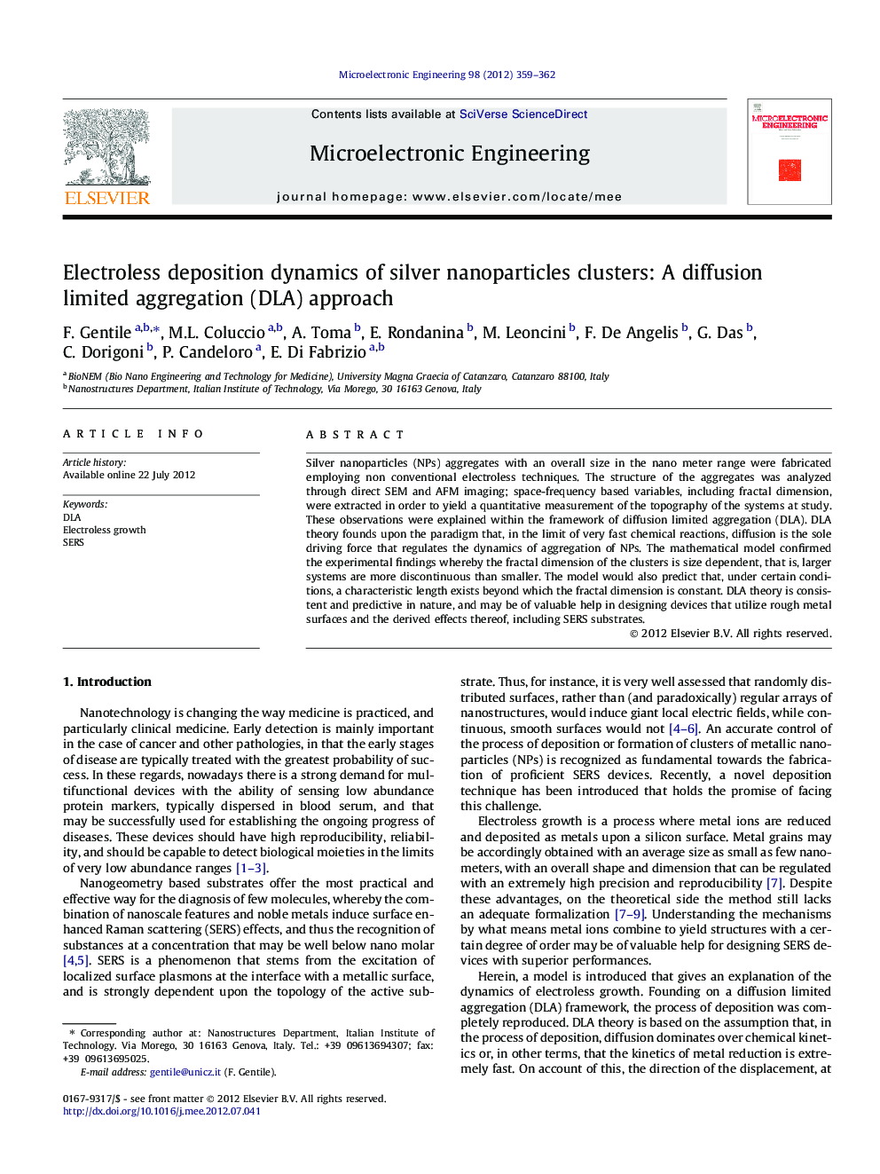 Electroless deposition dynamics of silver nanoparticles clusters: A diffusion limited aggregation (DLA) approach