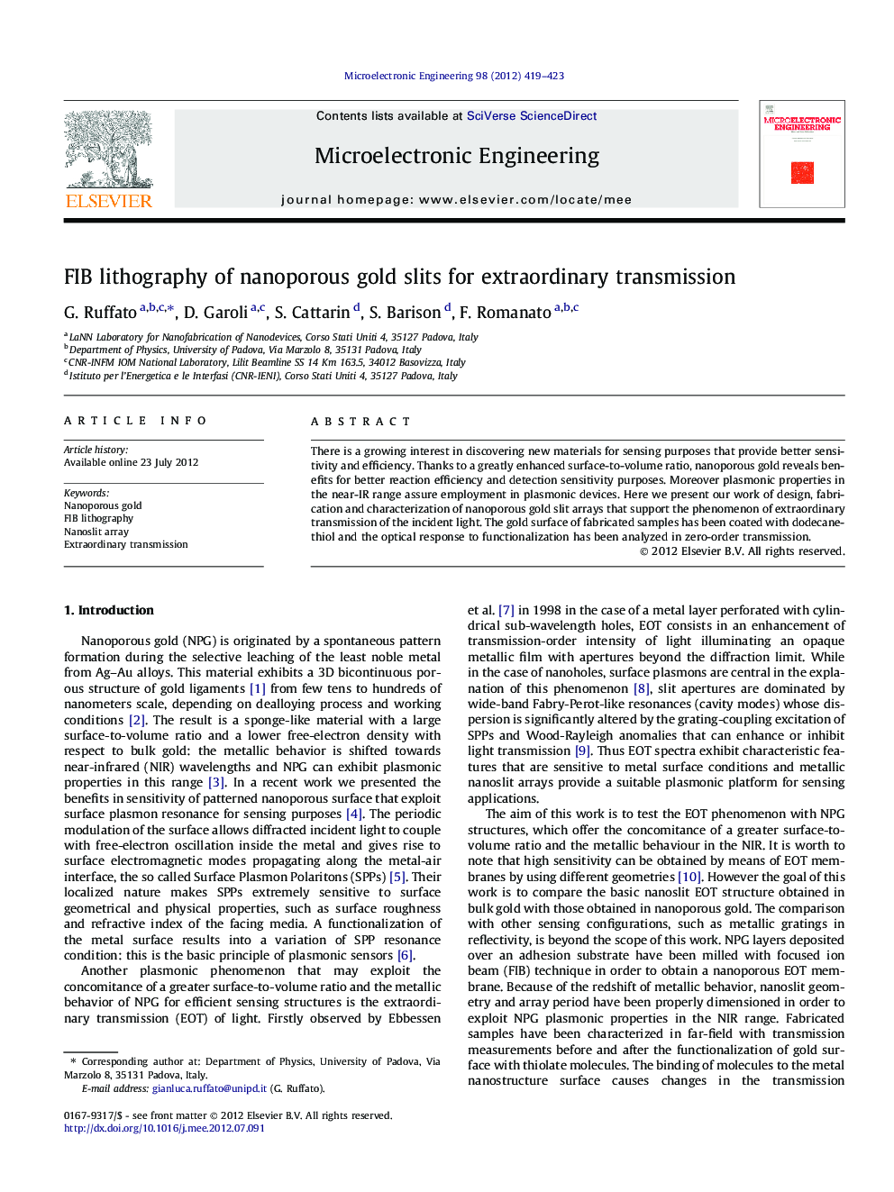 FIB lithography of nanoporous gold slits for extraordinary transmission