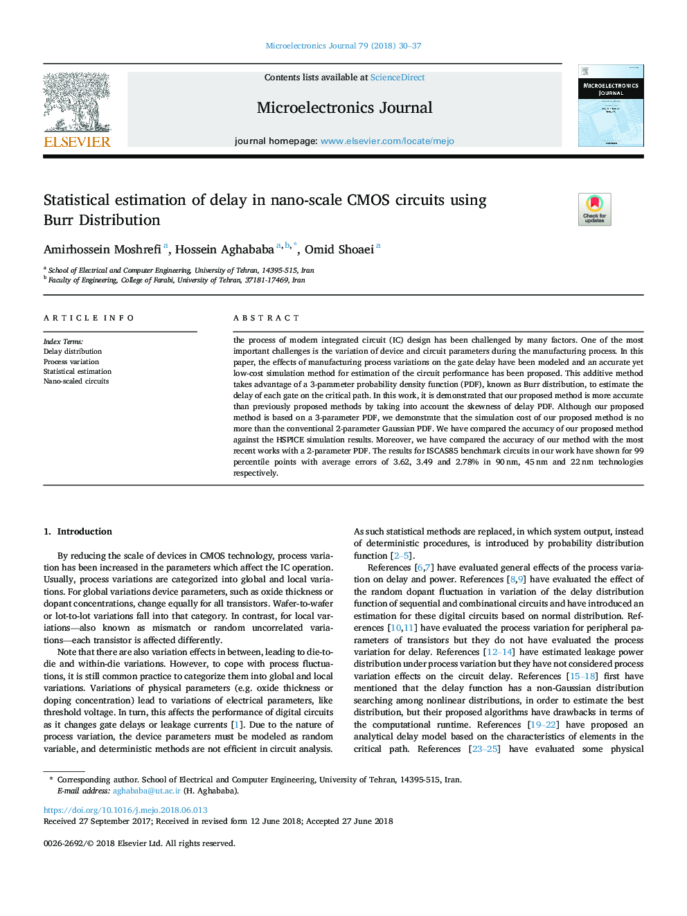 Statistical estimation of delay in nano-scale CMOS circuits using Burr Distribution