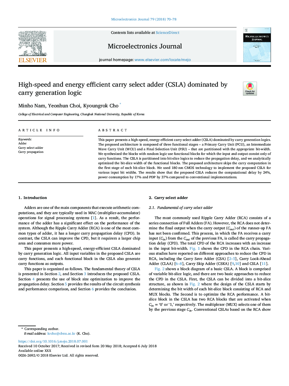 High-speed and energy efficient carry select adder (CSLA) dominated by carry generation logic
