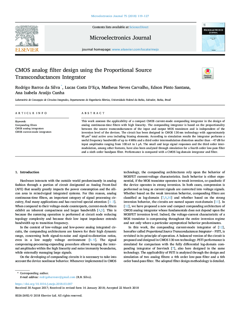 CMOS analog filter design using the Proportional Source Transconductances Integrator