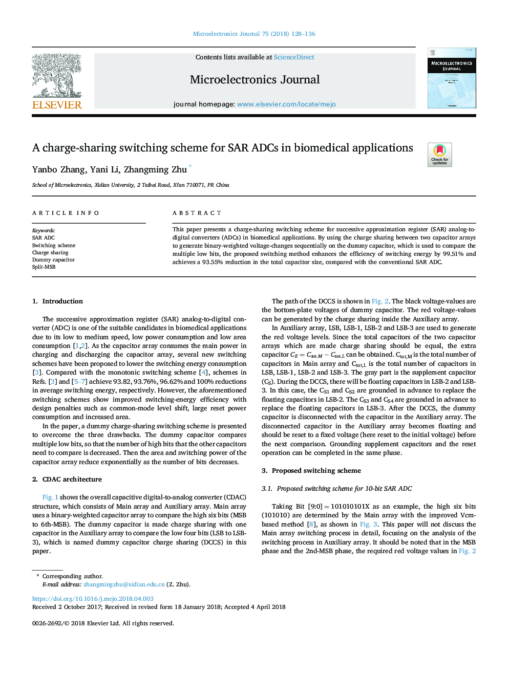 A charge-sharing switching scheme for SAR ADCs in biomedical applications