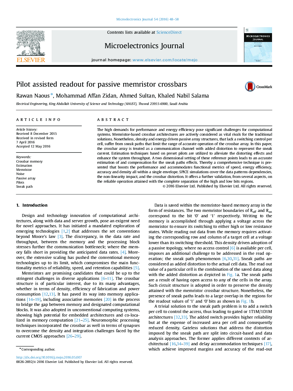 Pilot assisted readout for passive memristor crossbars