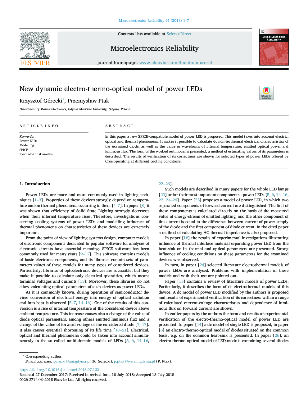 New dynamic electro-thermo-optical model of power LEDs