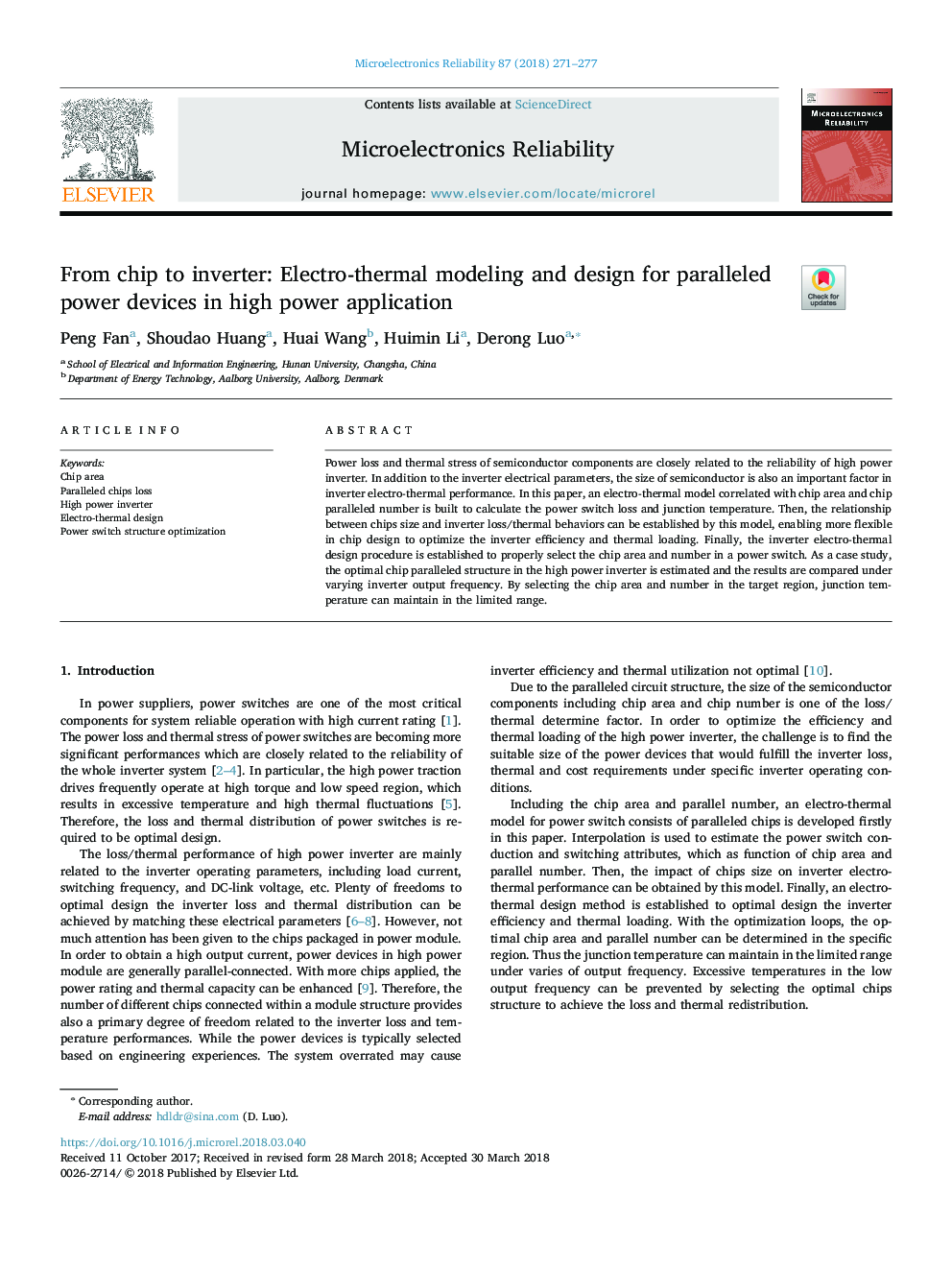 From chip to inverter: Electro-thermal modeling and design for paralleled power devices in high power application