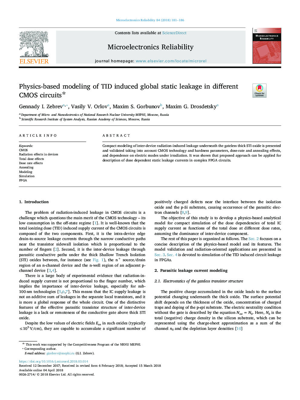 Physics-based modeling of TID induced global static leakage in different CMOS circuits