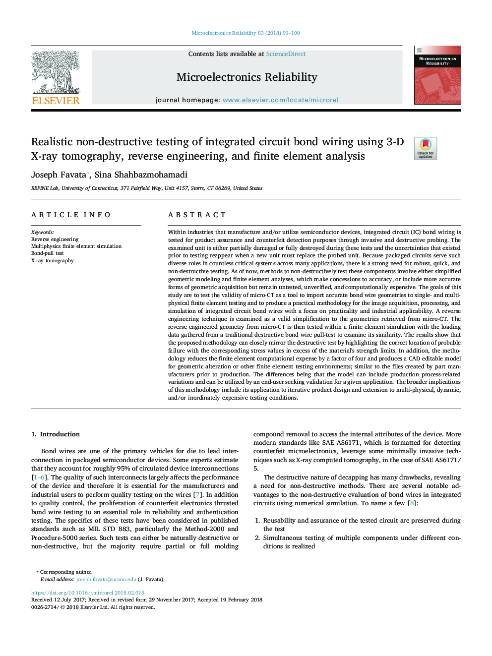 Realistic non-destructive testing of integrated circuit bond wiring using 3-D X-ray tomography, reverse engineering, and finite element analysis