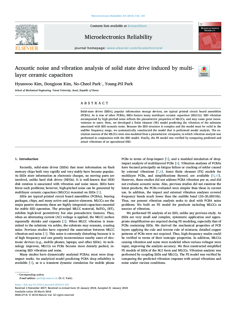 Acoustic noise and vibration analysis of solid state drive induced by multi-layer ceramic capacitors