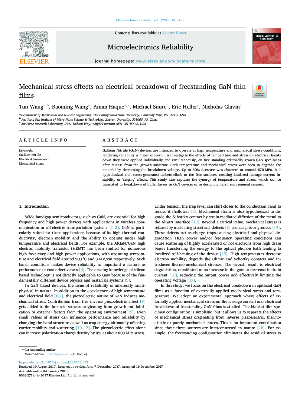 Mechanical stress effects on electrical breakdown of freestanding GaN thin films