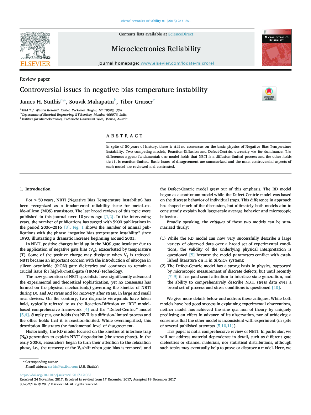 Controversial issues in negative bias temperature instability