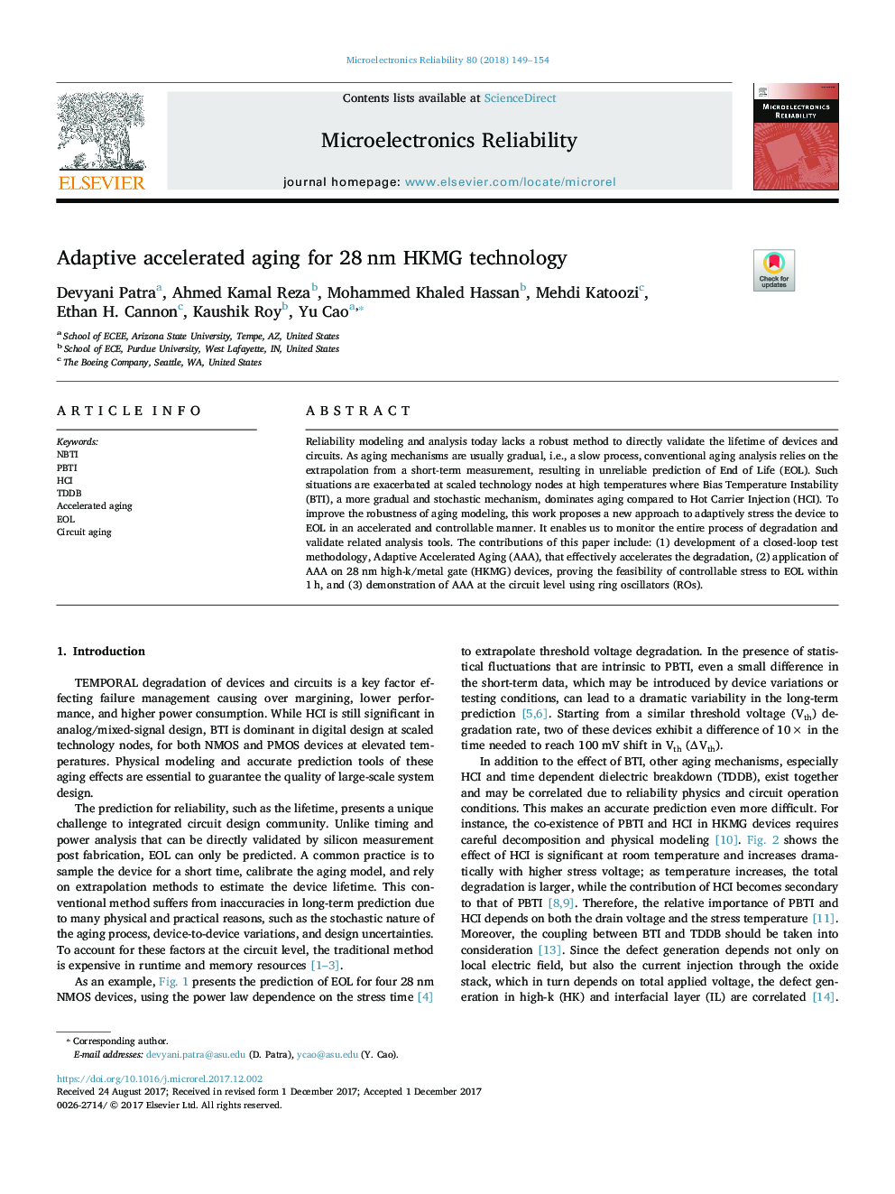 Adaptive accelerated aging for 28Â nm HKMG technology