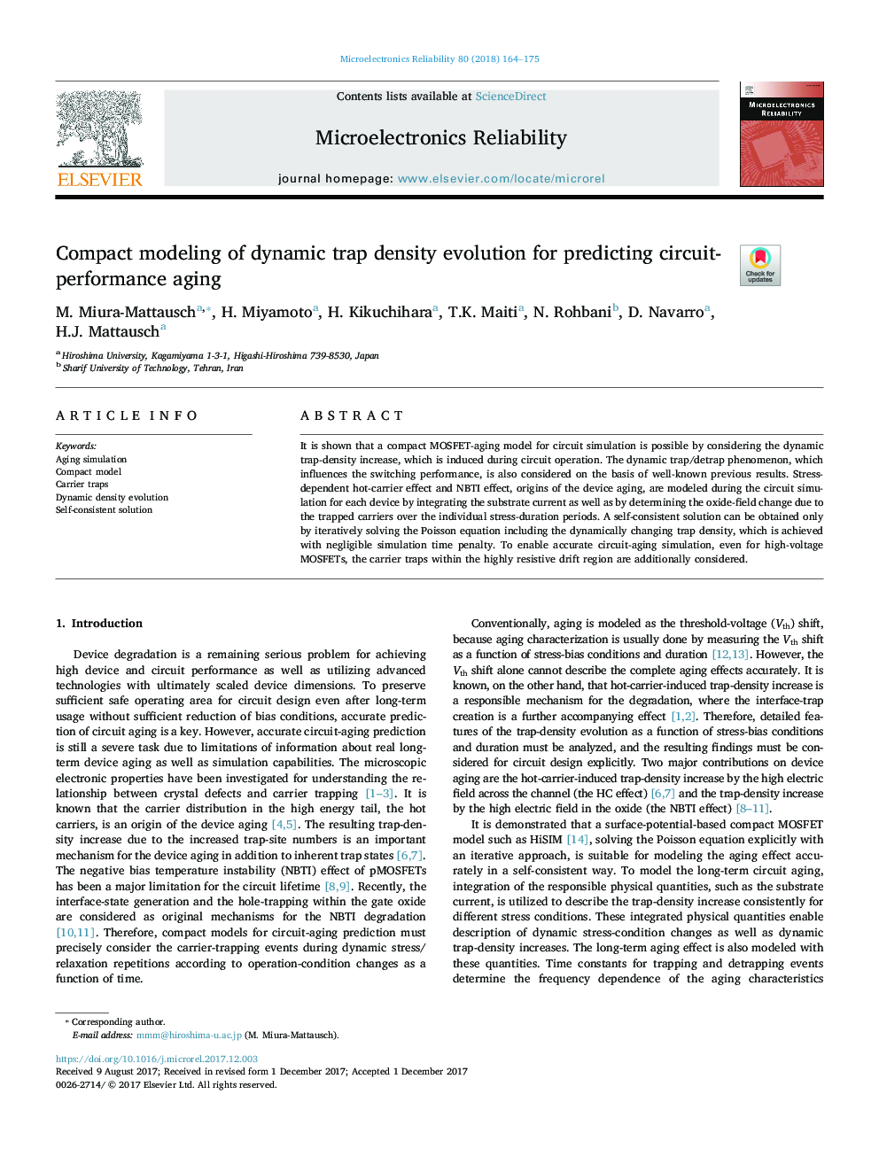 Compact modeling of dynamic trap density evolution for predicting circuit-performance aging