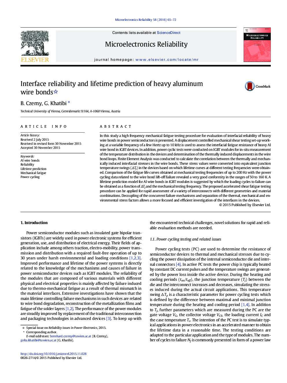 Interface reliability and lifetime prediction of heavy aluminum wire bonds