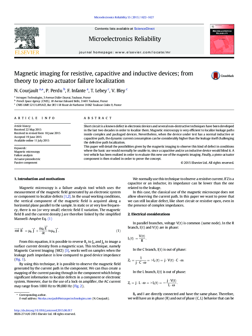 Magnetic imaging for resistive, capacitive and inductive devices; from theory to piezo actuator failure localization