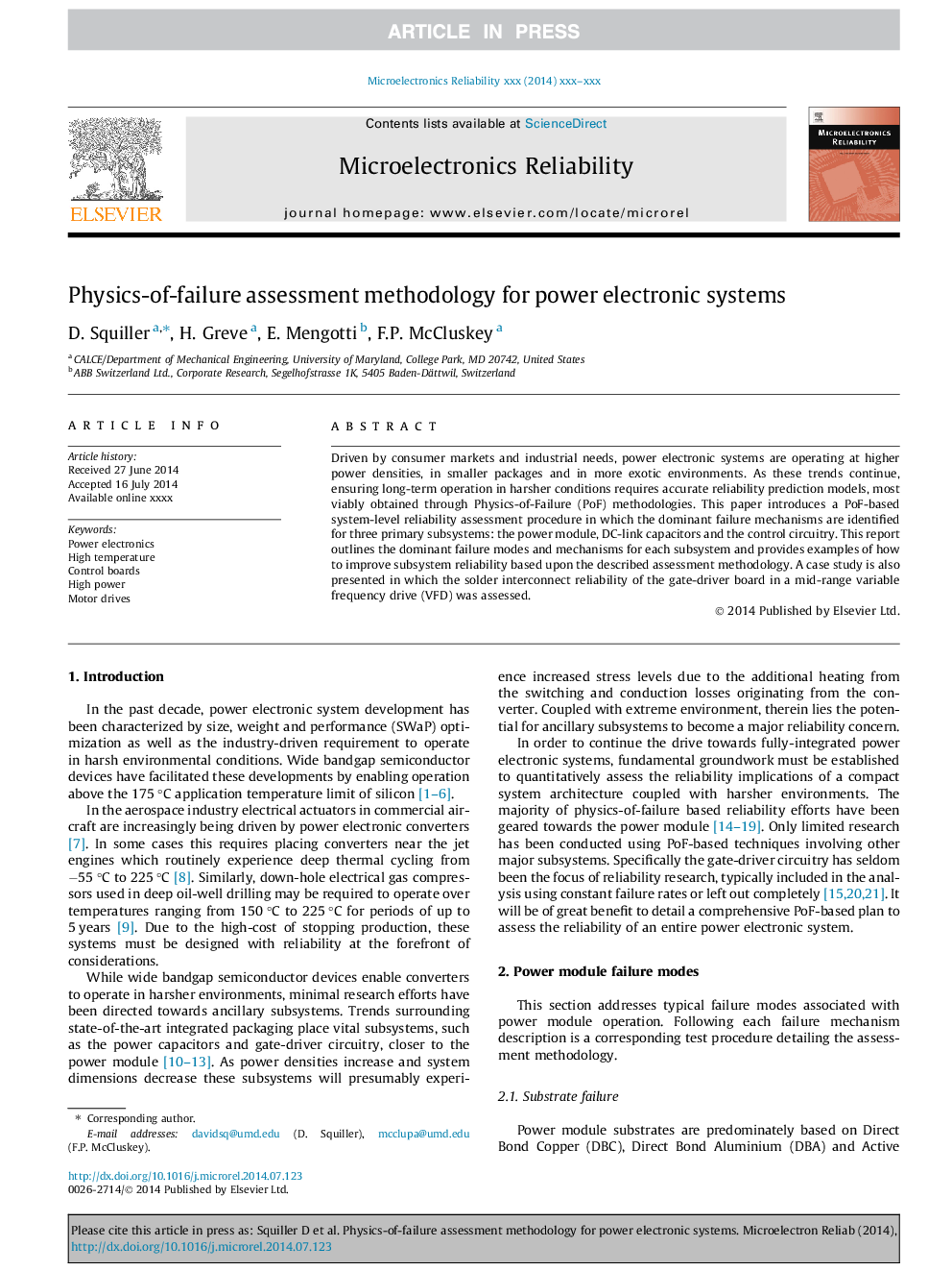 Physics-of-failure assessment methodology for power electronic systems