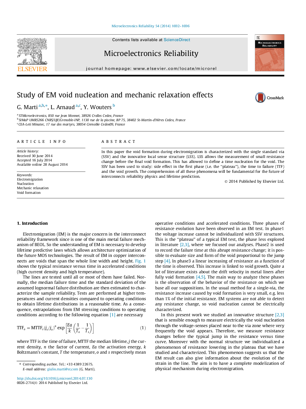 Study of EM void nucleation and mechanic relaxation effects