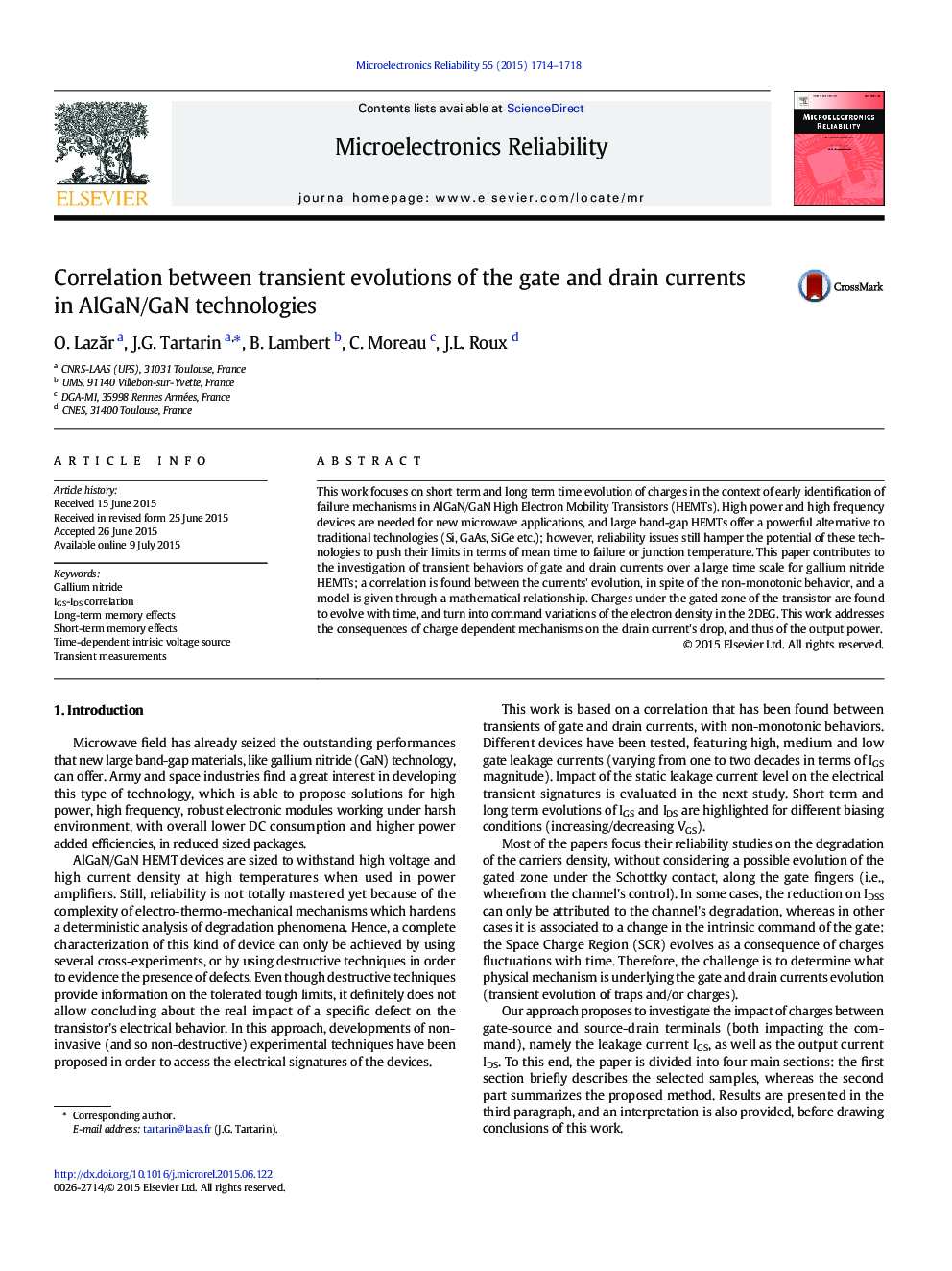 Correlation between transient evolutions of the gate and drain currents in AlGaN/GaN technologies