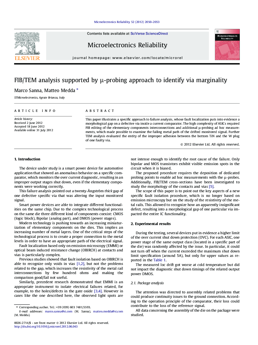 FIB/TEM analysis supported by Î¼-probing approach to identify via marginality