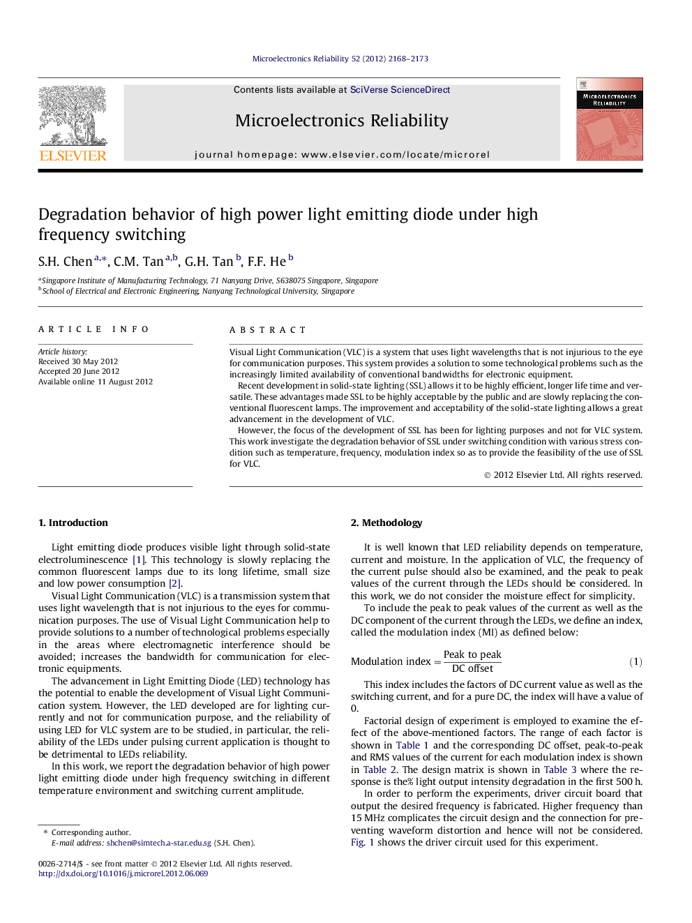 Degradation behavior of high power light emitting diode under high frequency switching