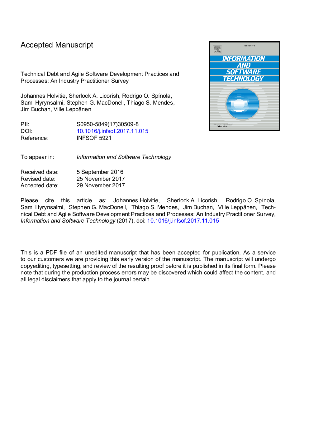 Technical debt and agile software development practices and processes: An industry practitioner survey