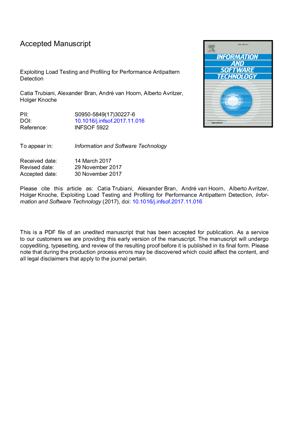 Exploiting load testing and profiling for Performance Antipattern Detection