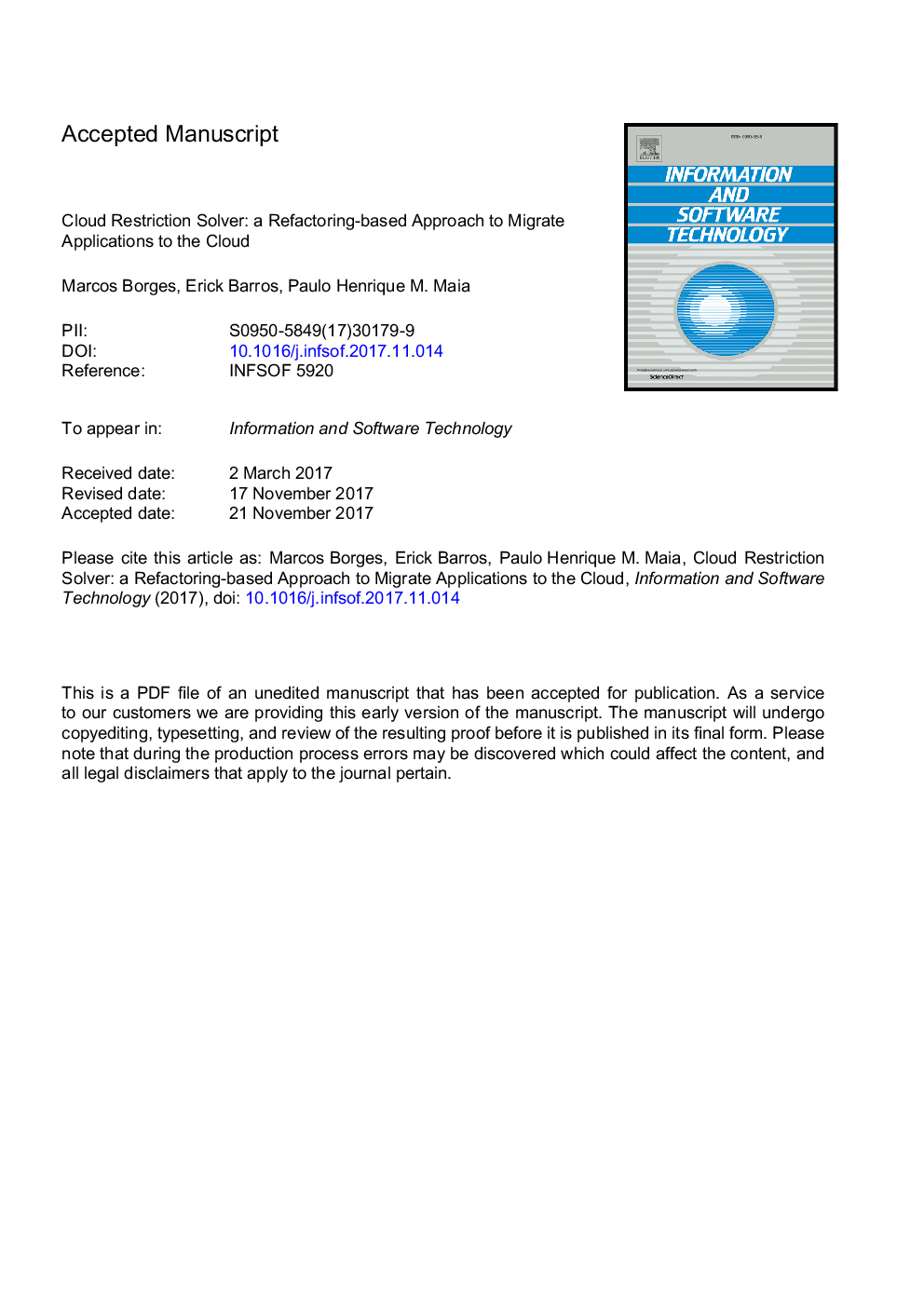 Cloud restriction solver: A refactoring-based approach to migrate applications to the cloud