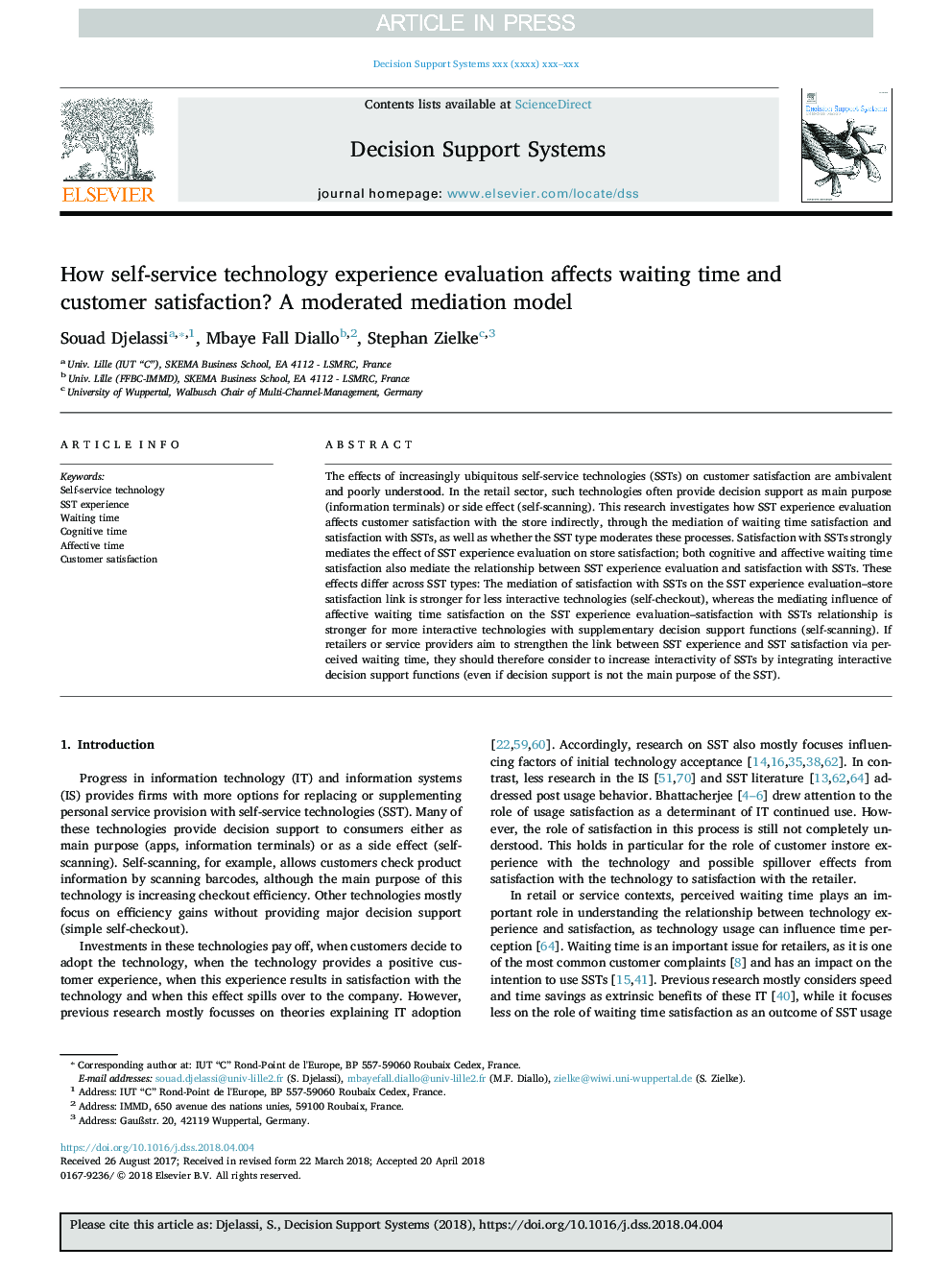 How self-service technology experience evaluation affects waiting time and customer satisfaction? A moderated mediation model