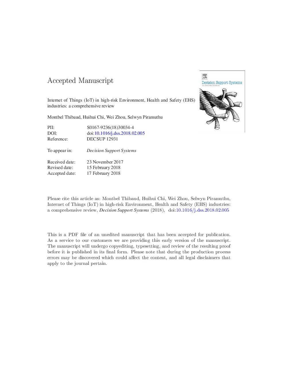 Internet of Things (IoT) in high-risk Environment, Health and Safety (EHS) industries: A comprehensive review