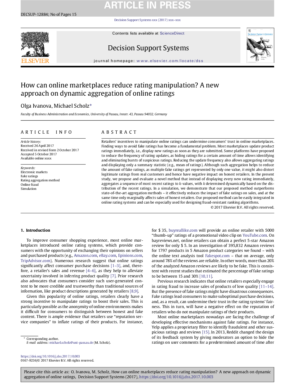 How can online marketplaces reduce rating manipulation? A new approach on dynamic aggregation of online ratings