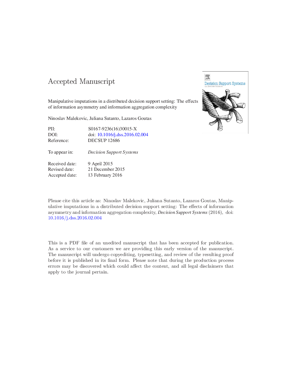 Manipulative Imputation in Distributed Decision Support Settings: The Implications of Information Asymmetry and Aggregation Complexity