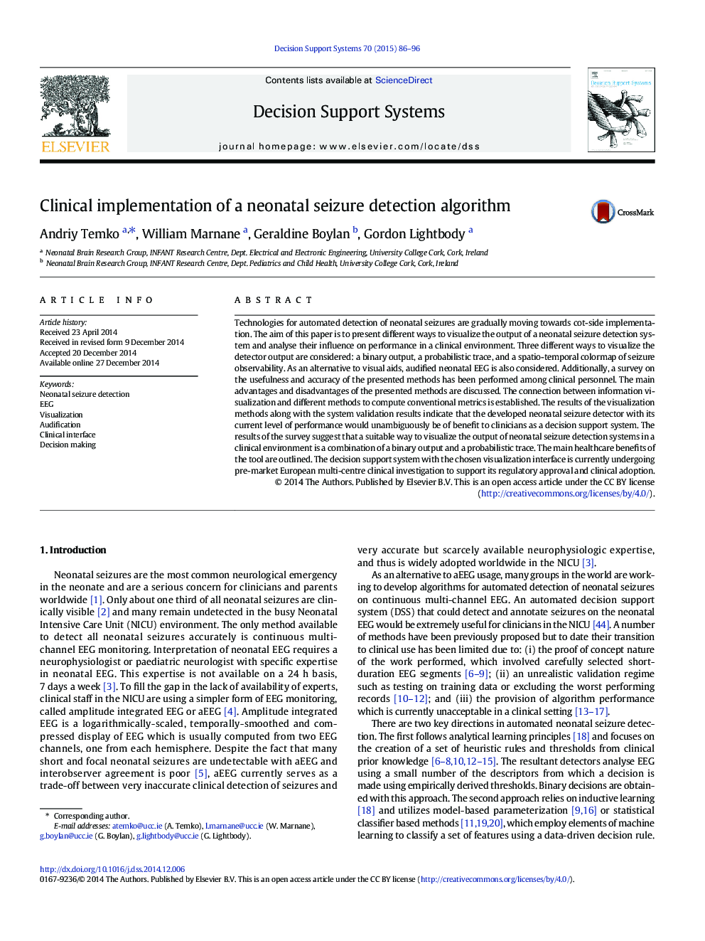 Clinical implementation of a neonatal seizure detection algorithm