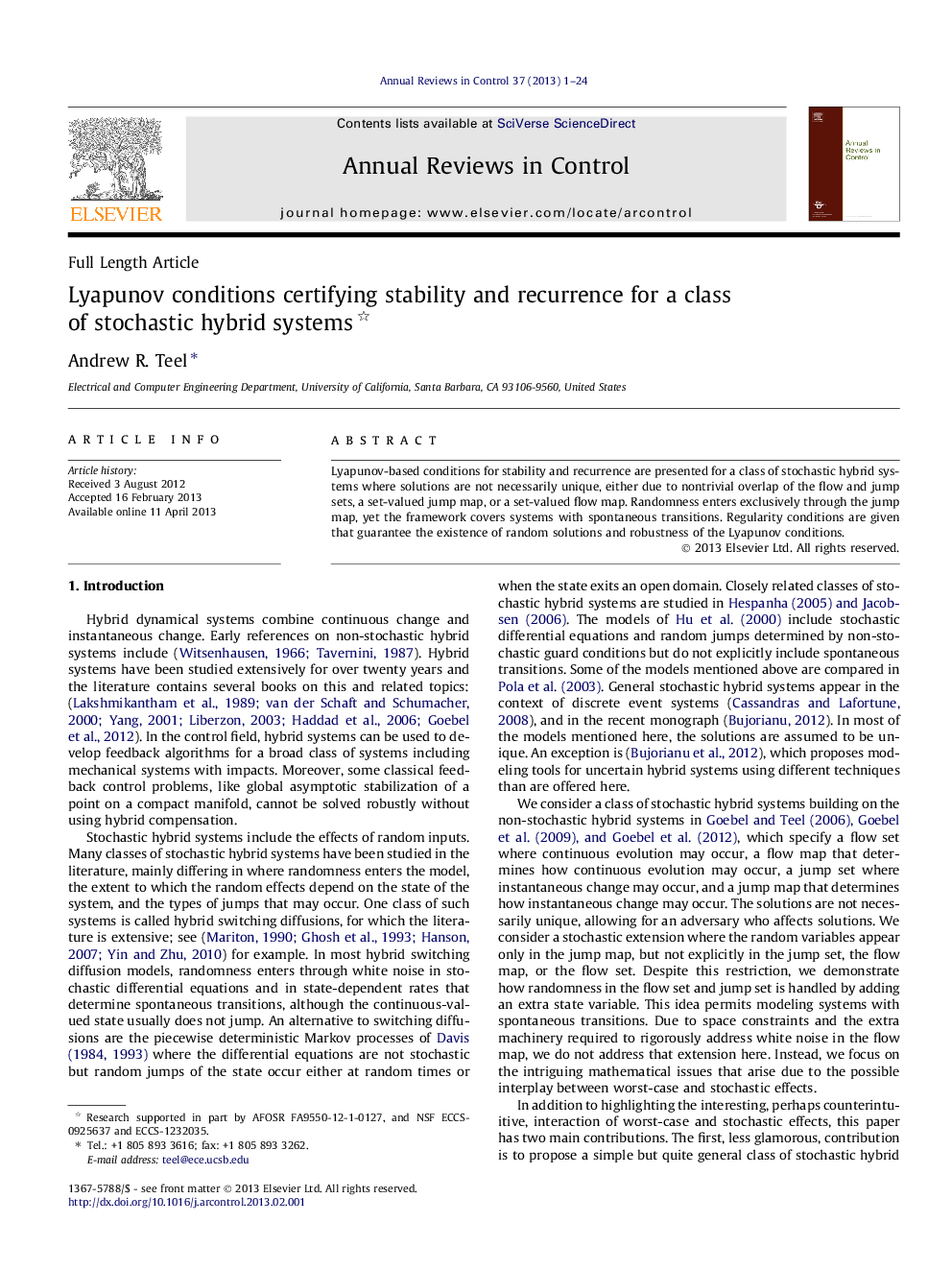 Lyapunov conditions certifying stability and recurrence for a class of stochastic hybrid systems 