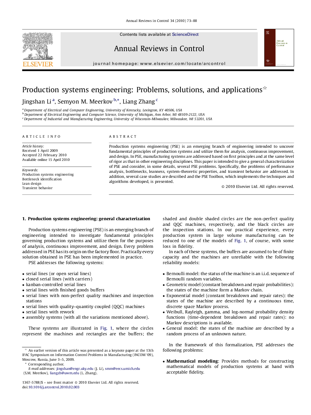 Production systems engineering: Problems, solutions, and applications 