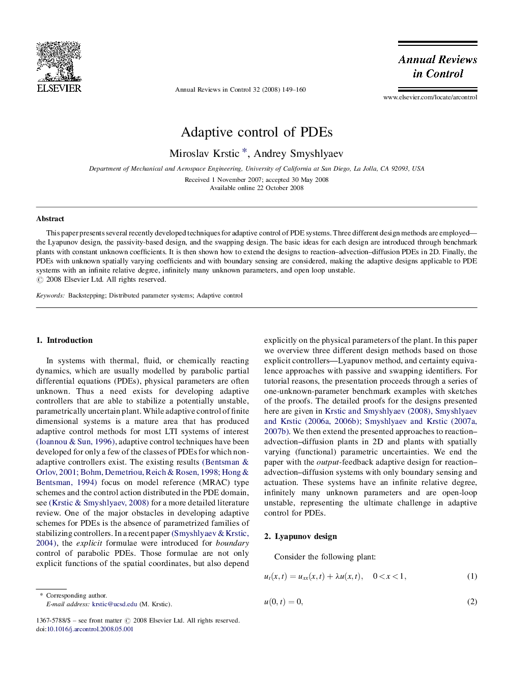 Adaptive control of PDEs