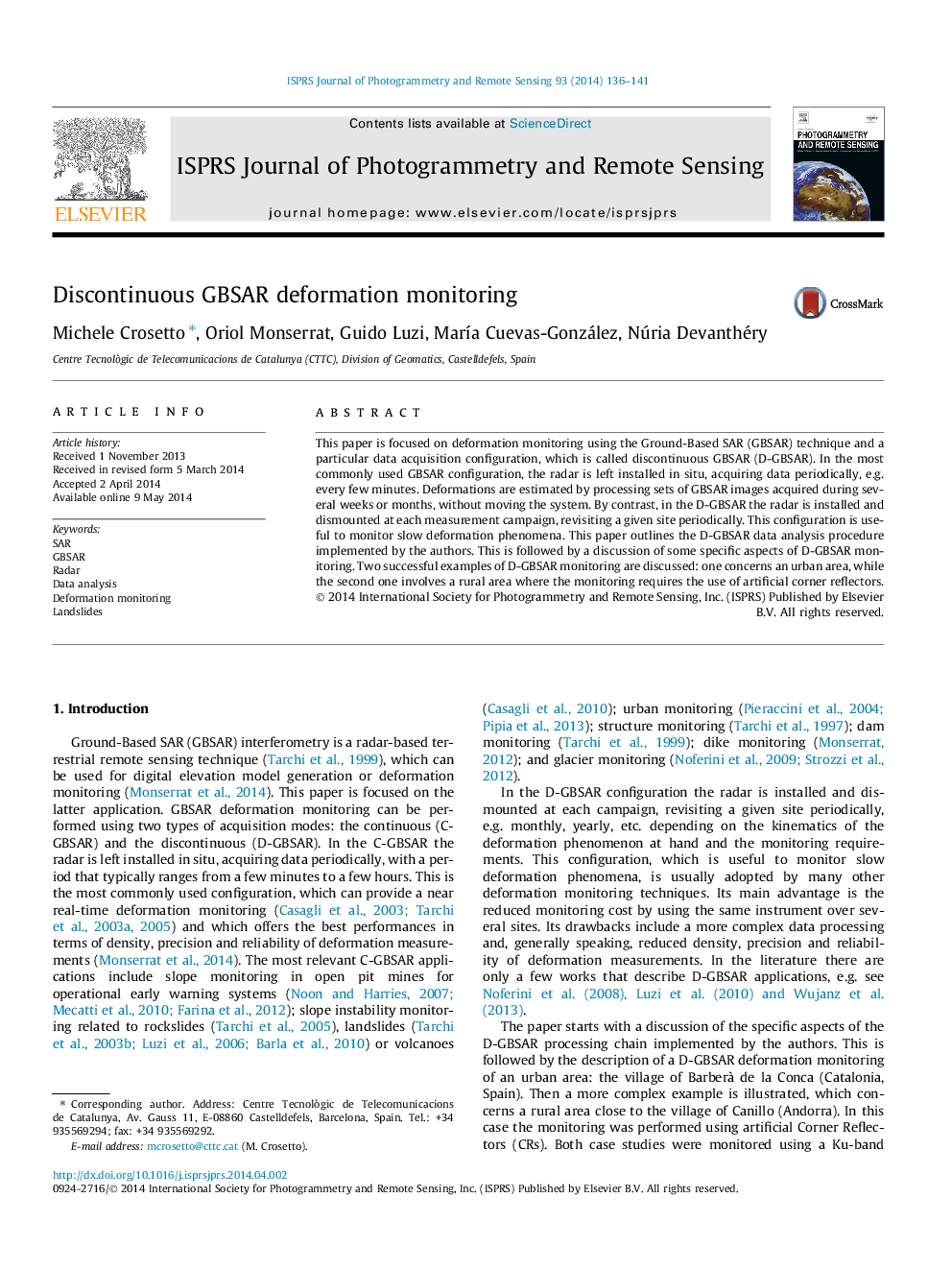 Discontinuous GBSAR deformation monitoring