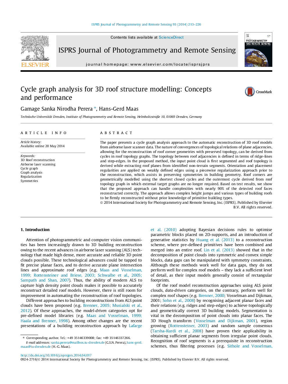 Cycle graph analysis for 3D roof structure modelling: Concepts and performance