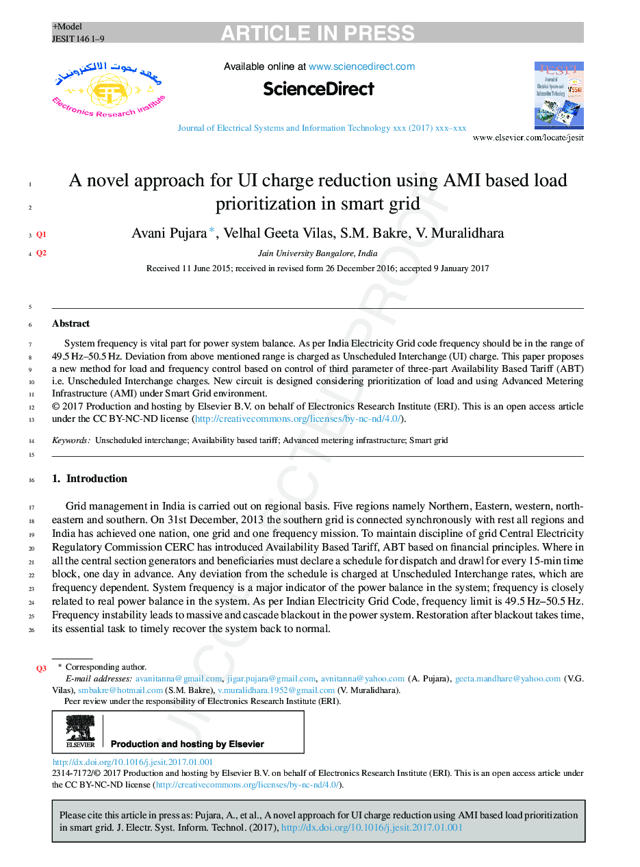 A novel approach for UI charge reduction using AMI based load prioritization in smart grid