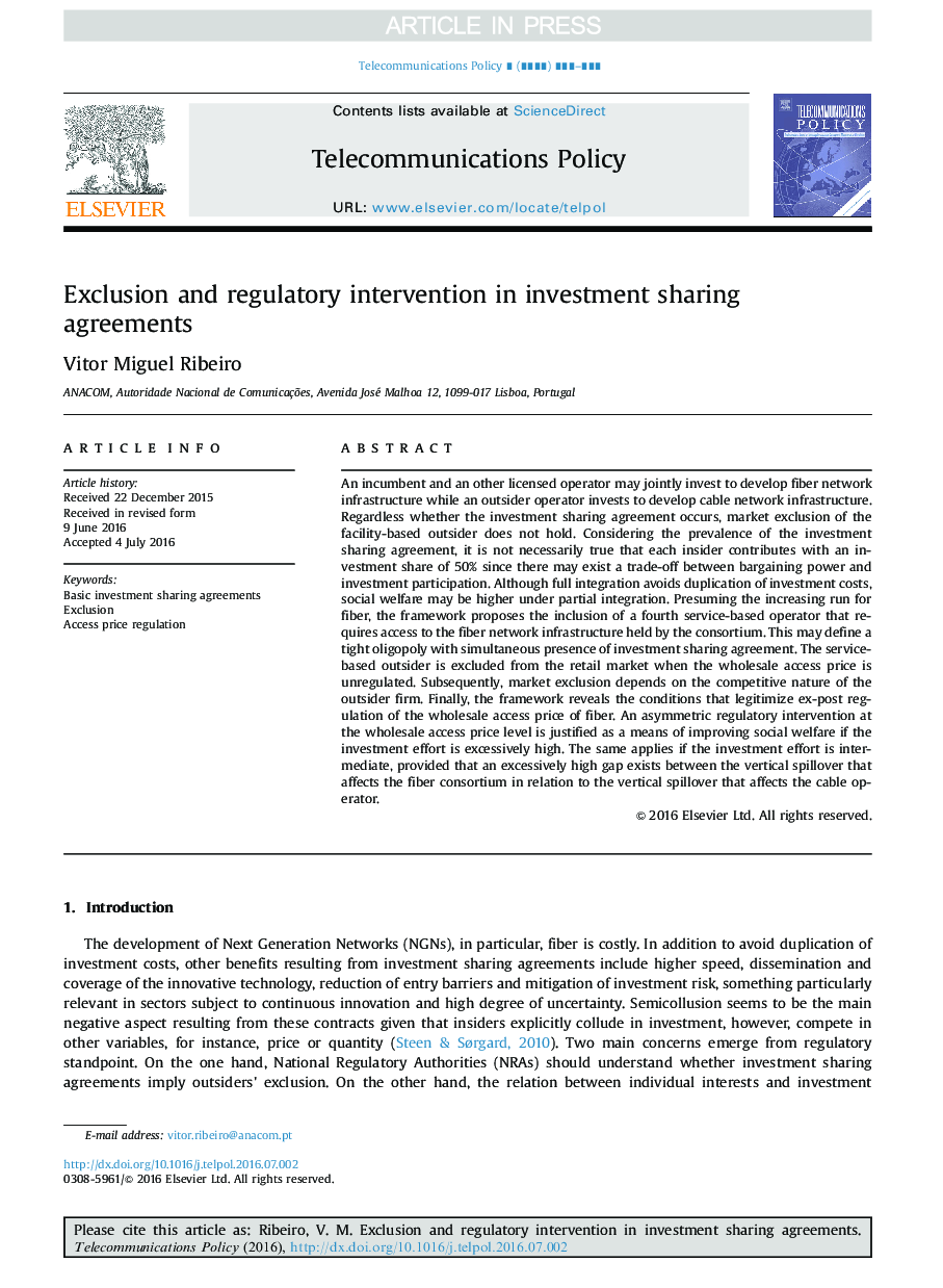 Exclusion and regulatory intervention in investment sharing agreements