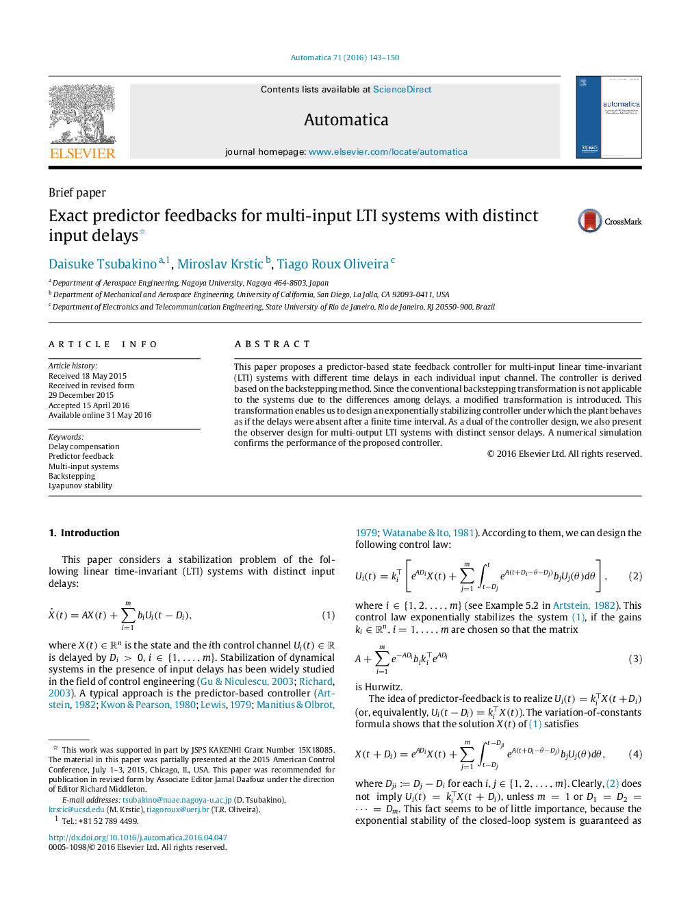 Exact predictor feedbacks for multi-input LTI systems with distinct input delays 