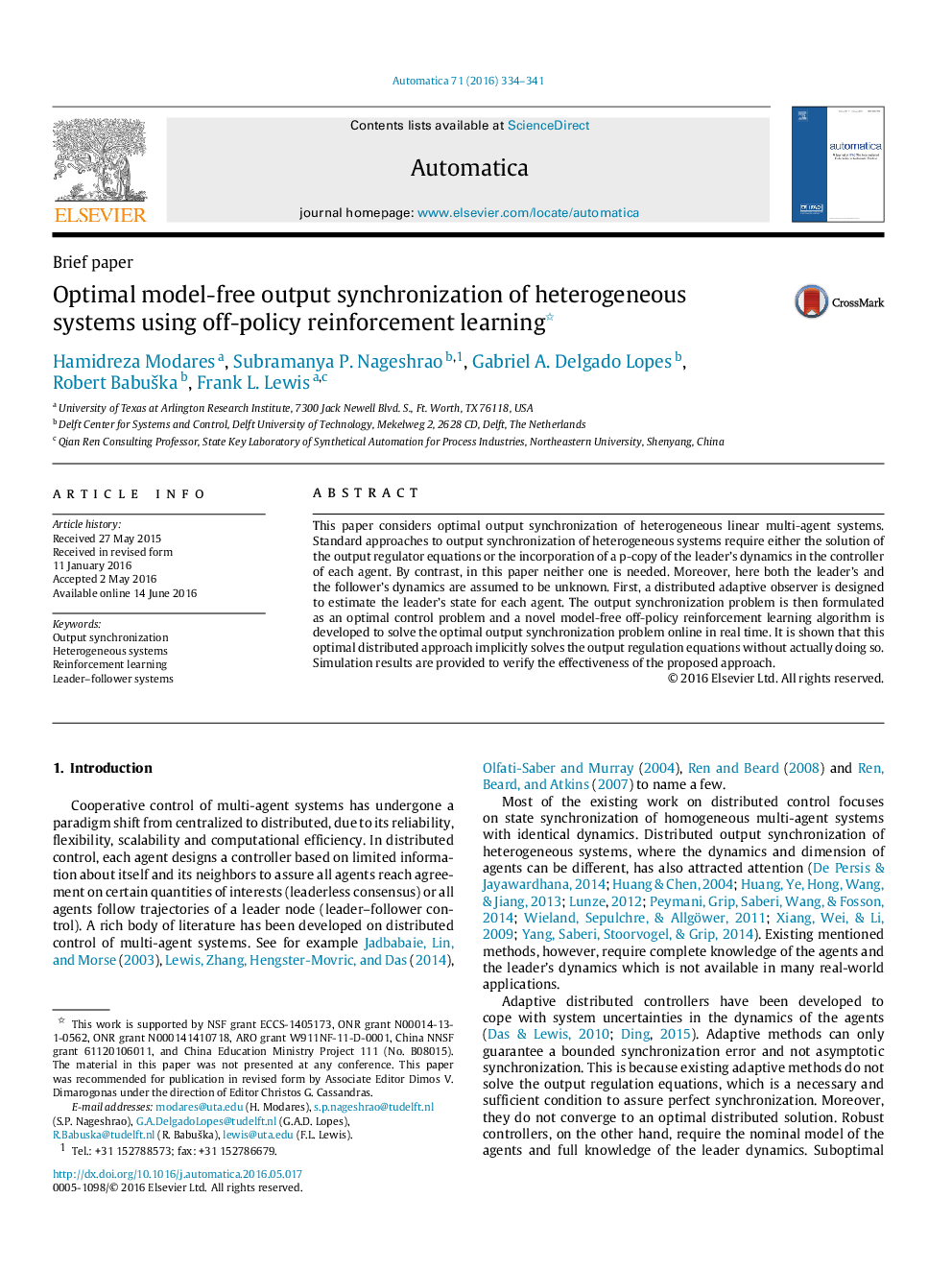 Optimal model-free output synchronization of heterogeneous systems using off-policy reinforcement learning 