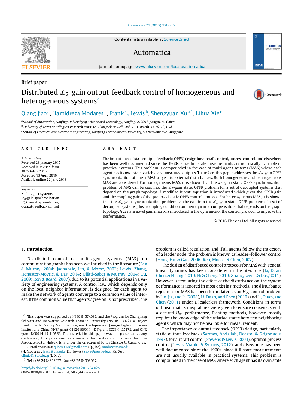 Distributed L2L2-gain output-feedback control of homogeneous and heterogeneous systems 