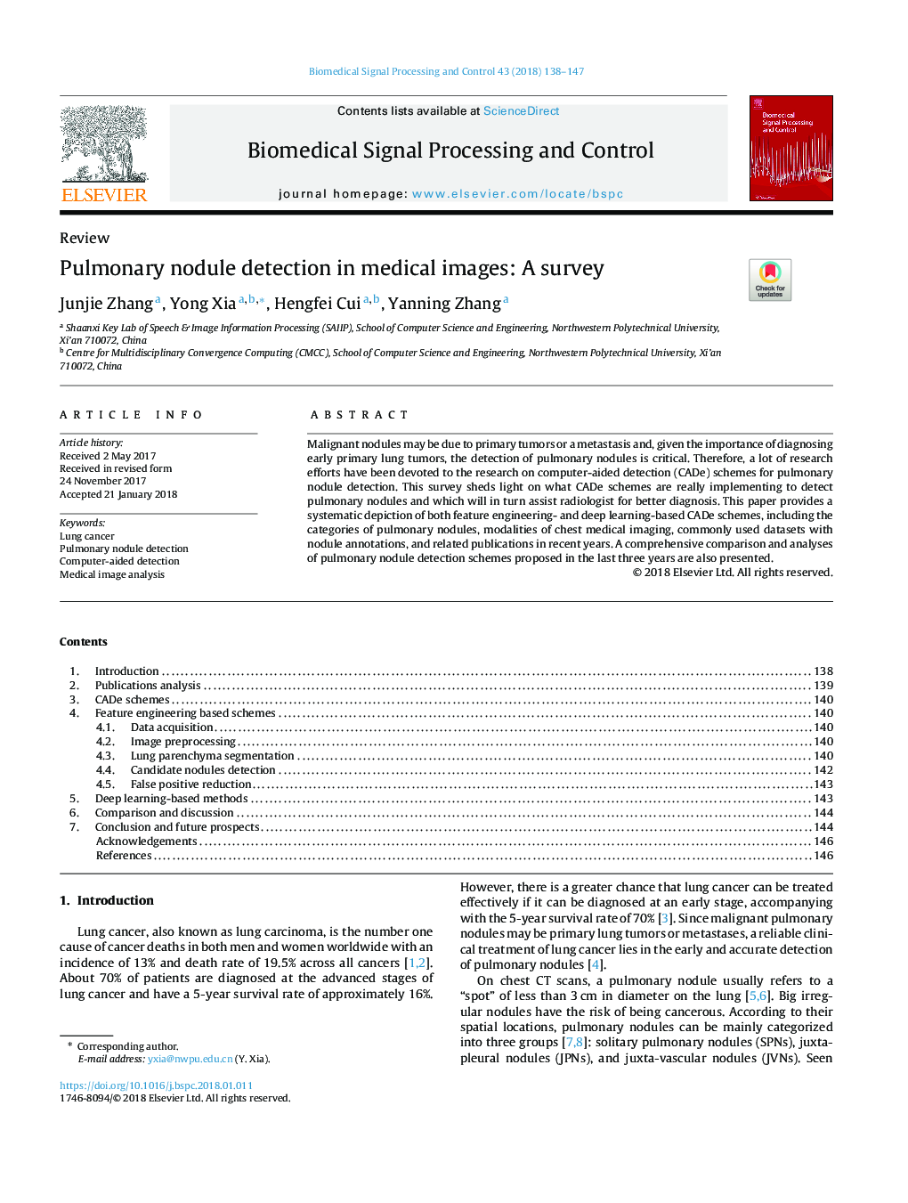 Pulmonary nodule detection in medical images: A survey