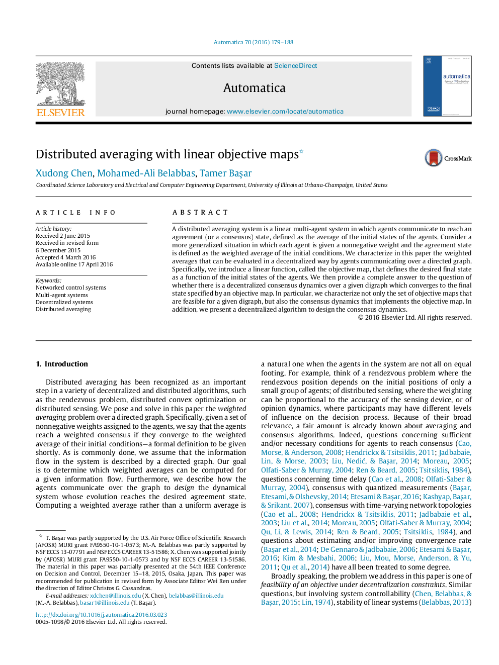 Distributed averaging with linear objective maps 